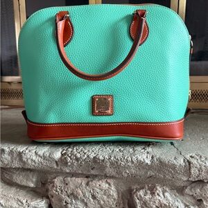 Dooney & Bourke Green and Brown Satchel with Leather Accents